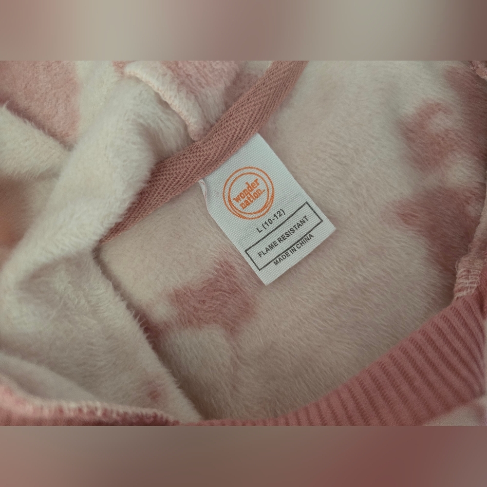 Wonder Nation Girls Pink Hooded Long Sleeve Fleece Lined Pullover Jacket Large - Picture 6 of 9